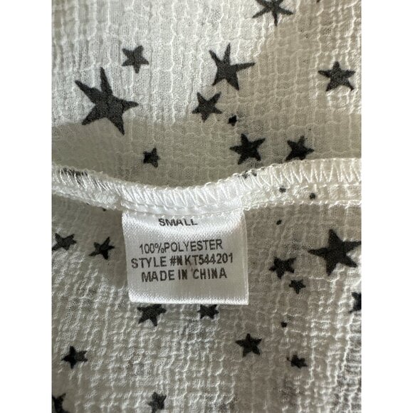 Market Womens Star Print Ruffled Sheer Blouse Size S - Picture 5 of 5